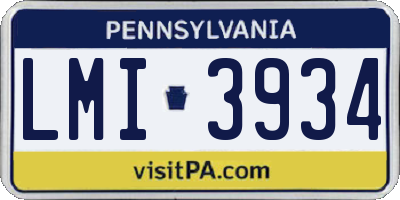 PA license plate LMI3934