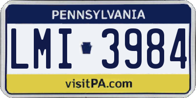 PA license plate LMI3984