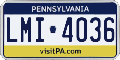 PA license plate LMI4036