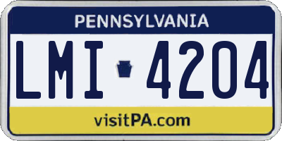 PA license plate LMI4204