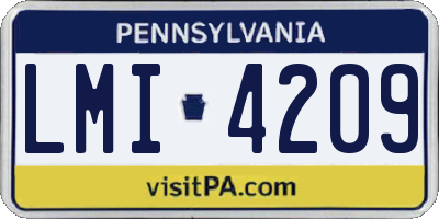 PA license plate LMI4209