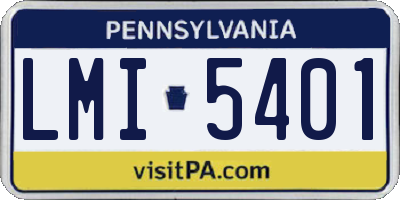 PA license plate LMI5401