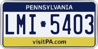 PA license plate LMI5403
