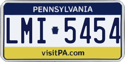 PA license plate LMI5454
