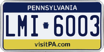 PA license plate LMI6003