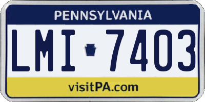 PA license plate LMI7403