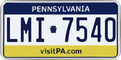 PA license plate LMI7540