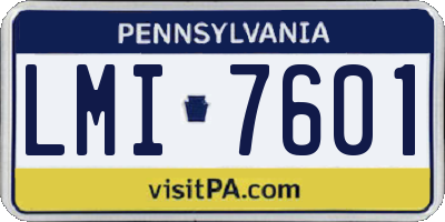 PA license plate LMI7601