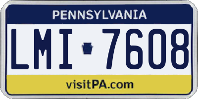 PA license plate LMI7608