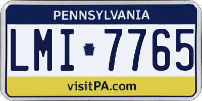 PA license plate LMI7765