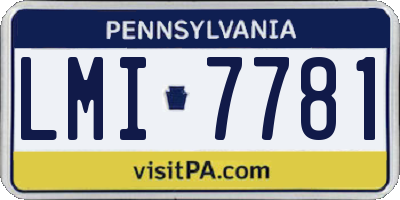 PA license plate LMI7781