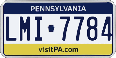 PA license plate LMI7784