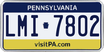 PA license plate LMI7802