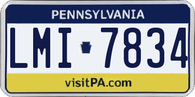 PA license plate LMI7834