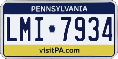 PA license plate LMI7934