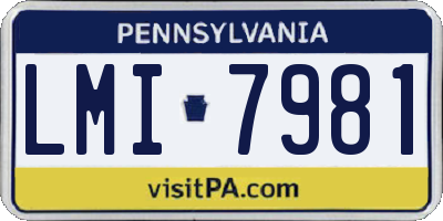PA license plate LMI7981