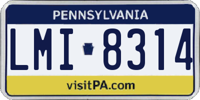 PA license plate LMI8314