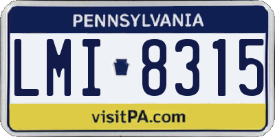 PA license plate LMI8315