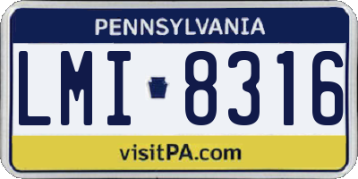 PA license plate LMI8316