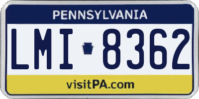 PA license plate LMI8362