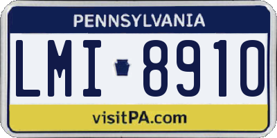 PA license plate LMI8910