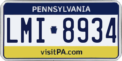 PA license plate LMI8934
