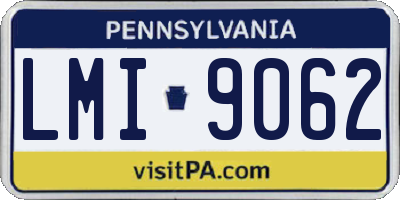 PA license plate LMI9062