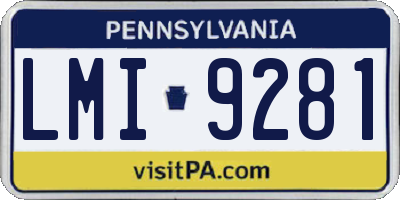 PA license plate LMI9281