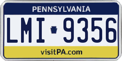 PA license plate LMI9356