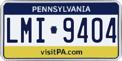 PA license plate LMI9404
