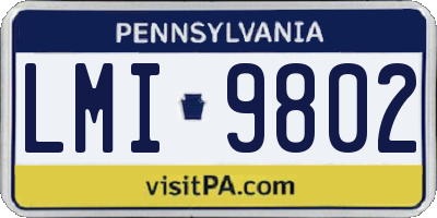 PA license plate LMI9802