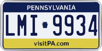 PA license plate LMI9934