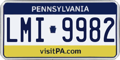 PA license plate LMI9982