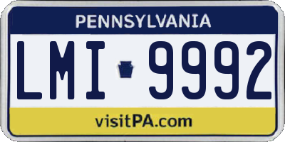 PA license plate LMI9992