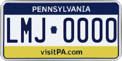 PA license plate LMJ0000
