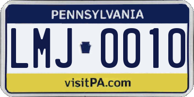 PA license plate LMJ0010