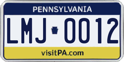 PA license plate LMJ0012