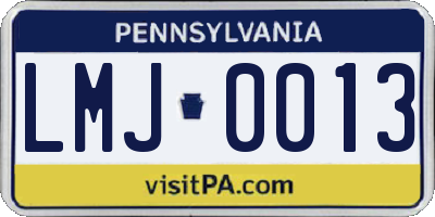 PA license plate LMJ0013