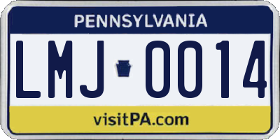 PA license plate LMJ0014