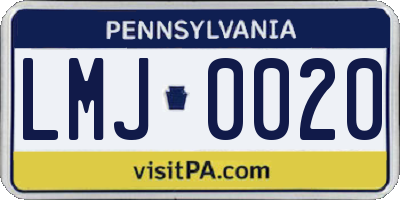 PA license plate LMJ0020