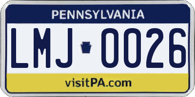 PA license plate LMJ0026