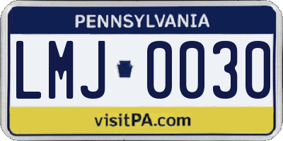 PA license plate LMJ0030