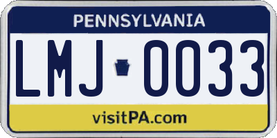 PA license plate LMJ0033