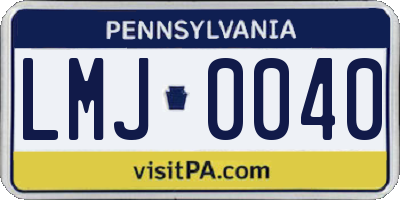 PA license plate LMJ0040