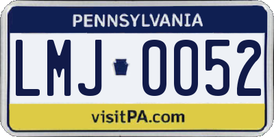 PA license plate LMJ0052