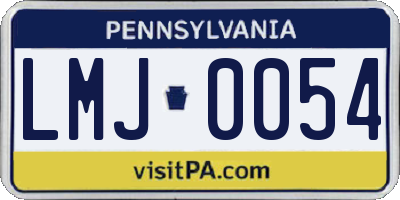 PA license plate LMJ0054