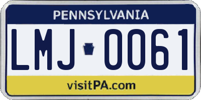 PA license plate LMJ0061