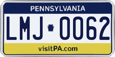 PA license plate LMJ0062