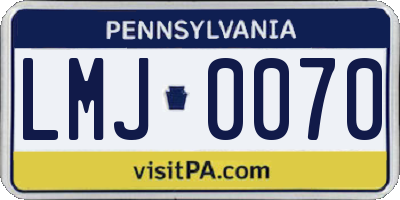 PA license plate LMJ0070