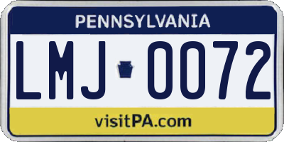 PA license plate LMJ0072